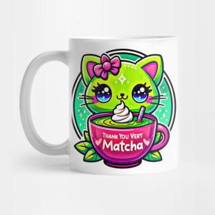 Adorable Matcha Cat Art Print - Whimsical Green Tea Kitty Mug